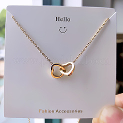 Colliers à pendentif double cœur entrelacé en acier inoxydable 304 pour femmes&nbsp;FS-WG0D883-01