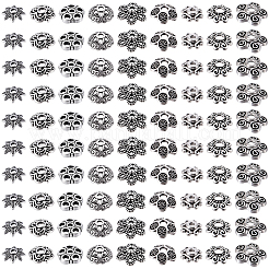 450 個 9 スタイル チベット スタイル合金ビーズ キャップ  花  アンティークシルバー  7~10x2~3mm  穴：1~2mm  50個/スタイル&nbsp;FIND-BM0001-31