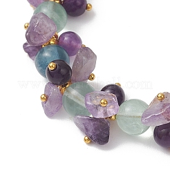 Bracelets en laiton et perles rondes et éclatées de pierres naturelles mélangées pour femmes&nbsp;BJEW-JB13151-03
