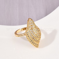 Манжеты из латуни с микро паве кубический цирконий для женщин RJEW-L132-03G-01