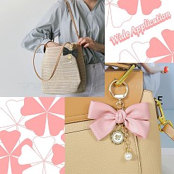 4 шт. 4 цвета имитация жемчуга и банта и плоские круглые подвески сплава брелки для украшений ST-CJ0028-04