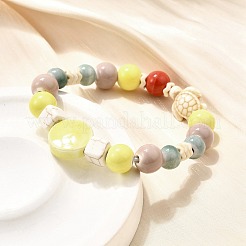 Браслеты из фарфоровых бусин ручной работы и синтетических бусин говлита для женщин&nbsp;BJEW-D307-01F