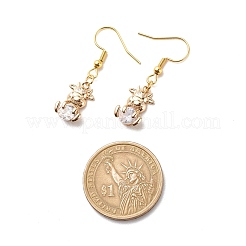 クリスタル ラインストーン カウ ダングル イヤリング  女性用304ステンレスジュエリー  ゴールドカラー  36.5mm  ピン：0.6mm&nbsp;EJEW-JE04970