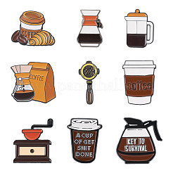 9 Stück 9 Stile Kaffee-Thema-Emaille-Pins&nbsp;JEWB-TA0001-33