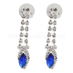 Ожерелья из сплава со стразами и прямоугольные подвески и комплекты серег-гвоздиков в форме конского глаза для женщин SJEW-U001-01P-04