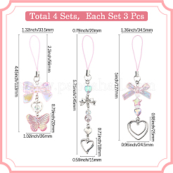 4 комплект ремешков для мобильных телефонов в форме сердца из сплава и акрила&nbsp;HJEW-SC0002-06