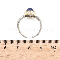 Anillos abiertos de latón con lapislázuli natural y malaquita natural.&nbsp;RJEW-B163-01GP-04