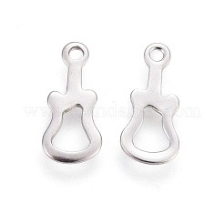 変色しにくい201ステンレススチールペンダント  切り取る  ギター  ステンレス鋼色  14x6.5x0.7mm  穴：1.4mm&nbsp;STAS-I100-08P