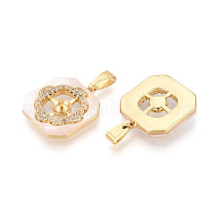 Латунный микро-паве кубический кубик циркония жемчужина KK-T079-04G