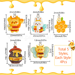 20 шт. 5 подвески из непрозрачной смолы в стиле пчелы&nbsp;RESI-SC0003-48