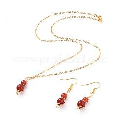Pendentif en pierres précieuses naturelles et boucles d'oreilles pendantes ensembles de bijoux&nbsp;SJEW-JS01060