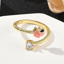 Кольца-манжеты из цветочной латуни с микропаве из кубического циркония RJEW-A069-02A-G