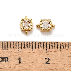 Латунные подвески-шармы с квадратным разъемом из прозрачного кубического циркония&nbsp;KK-H515-06G