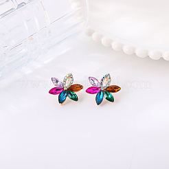 Серьги-гвоздики из цинкового сплава с цветочным принтом и стразами FS-WGAC51A-01