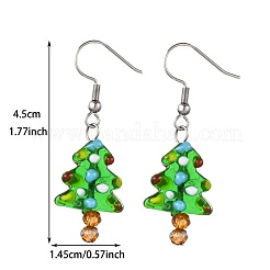 Серьги-подвески в виде рождественской елки из нержавеющей стали 304 EJEW-JE06524