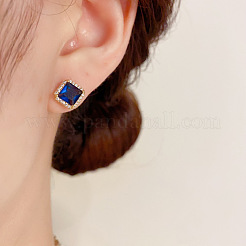 Комплект из ожерелья и серег-гвоздиков с ромбовидным латунным кубическим цирконием&nbsp;FS-WG35A33-01