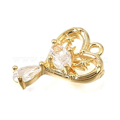 Pendentifs cubiques transparents en laiton micro-pavé&nbsp;CU-CBA1682-06C-G