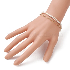 Цепочка из латунных скрепок с бусинами из натуральной культивированной пресноводной груши/картофеля.&nbsp;NJEW-JN05945