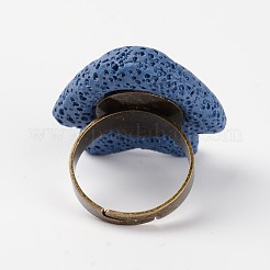 Регулируемые кольца для пальцев с камнями из лавы и драгоценными камнями RJEW-I015-11