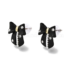Ohrstecker aus Legierung und Harz mit Perle&nbsp;EJEW-G466-01G