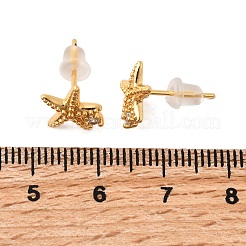 Messing Micro Pave klare Zirkonia Ohrstecker&nbsp;EJEW-C158-13A-G