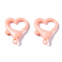 不透明なアクリルカニカン  ハート  ライトサーモン  26.5x22x6.5mm  穴：3mm&nbsp;SACR-T358-02K