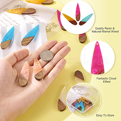 12шт 6 цвета прозрачной смолы и орехового дерева большие подвески&nbsp;RESI-TA0003-45