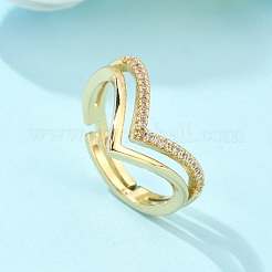 Регулируемые латунные кольца с прозрачным кубическим цирконием RJEW-S044-140-NF