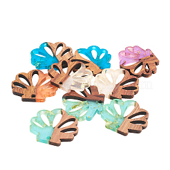 Pendentifs en résine transparente et bois de noyer&nbsp;RESI-CJ0001-90