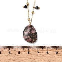 Подвеска-капля из натурального родонита NJEW-K255-57G