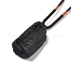 Регулируемые ожерелья с подвесками из натурального черного турмалина&nbsp;NJEW-P254-01