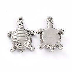 変色しない304ステンレススチールペンダント  カメ  ステンレス鋼色  21x14x4mm  穴：1.4mm&nbsp;X-STAS-G242-15P