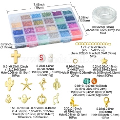 Наборы для изготовления браслетов из круглого стеклянного бисера и подвесок из сплава своими руками&nbsp;DIY-FS0007-19