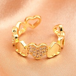 Манжеты из латуни с микро паве кубический цирконий для женщин&nbsp;RJEW-Z113-20G