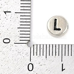 925 perlina piatta rotonda in argento sterling con lettere&nbsp;LS-STER-G044-01AS-L