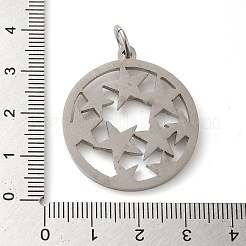 変色しない304ステンレススチールペンダント  丸カン付き  フラットラウンド  ステンレス鋼色  スター  33x29.5x2mm  穴：5.5mm&nbsp;STAS-C086-05L-P