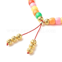 Collana di perle di potere rotondo in pietra lavica naturale dorata per bambino&nbsp;NJEW-JN03759