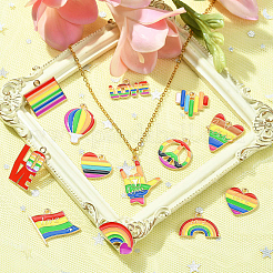 Подвески из сплава с эмалью в стиле радуги&nbsp;FIND-CJC0004-43G