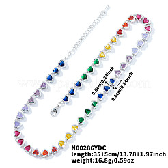 Женские теннисные ожерелья в форме сердца из латуни с разноцветными стразами&nbsp;WY6885-2