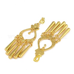 ボヘミア亜鉛合金クリップオンイヤリング  女性のためのシャンデリアのピアス  ゴールドカラー  80x24mm&nbsp;LS-EJEW-C089-01D-G