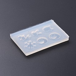 シリコンモールド  レジン型  UVレジン用  エポキシ樹脂ジュエリー作り  フクロウとウサギと鹿と雪の結晶  ホワイト  64x45x5.5mm&nbsp;DIY-WH0143-50