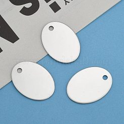 Anlaufgeschützte ovale Stanz-Anhänger aus Edelstahl 201&nbsp;X-STAS-S031-04