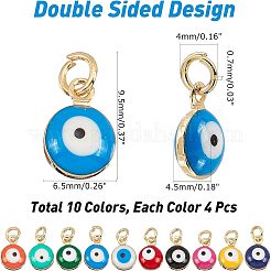 40 шт. 10-х цветные бусины из настоящей латуни с 18-каратным золотым покрытием и эмалью KK-NB0001-45