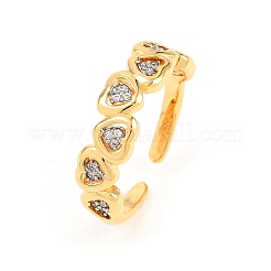Anillos abiertos de latón con micropavé de circonitas cúbicas transparentes&nbsp;RJEW-T028-01B-G