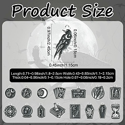 16個16スタイルアロイエナメルペンダント  ブラック  混合図形  18~25.5x11~21.5x1~1.5mm  穴：1.8~2mm  1個/スタイル&nbsp;ENAM-YW0006-25