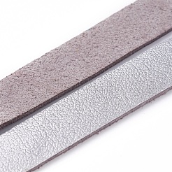 片面フラットフェイクスエードコード  フェイクレース  銀  10x1.5mm  約1.09ヤード（1m）/連&nbsp;LW-WH0002-A07