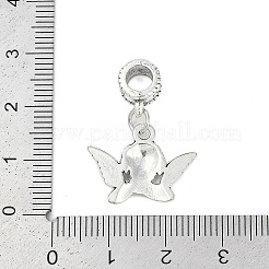 ラックメッキ真鍮ヨーロピアンダングルチャーム  大穴ペンダント  鉛フリー＆カドミウムフリー  アンティークシルバー  天使と妖精  27mm  穴：4.5mm&nbsp;KK-R200-04AS-02
