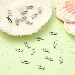 304ステンレススチールチャーム  ステンレス鋼色  魚模様  11x4.5x1mm  穴：5x1.5mm&nbsp;STAS-CJC0008-10P-02