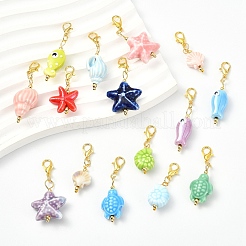 15 шт. подвесные украшения ручной работы из фарфора с морской тематикой&nbsp;HJEW-YW00237