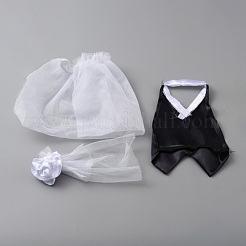 Weinflaschenhülle für Braut und Bräutigam aus Organza und Stoff&nbsp;AJEW-WH0258-263